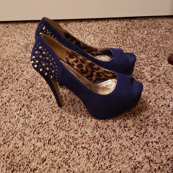 Blue spike platform heels - Picture 3 of 6